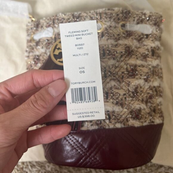 Tory Burch Tweed Fleming Soft Mini Bucket Bag - Picture 10 of 10